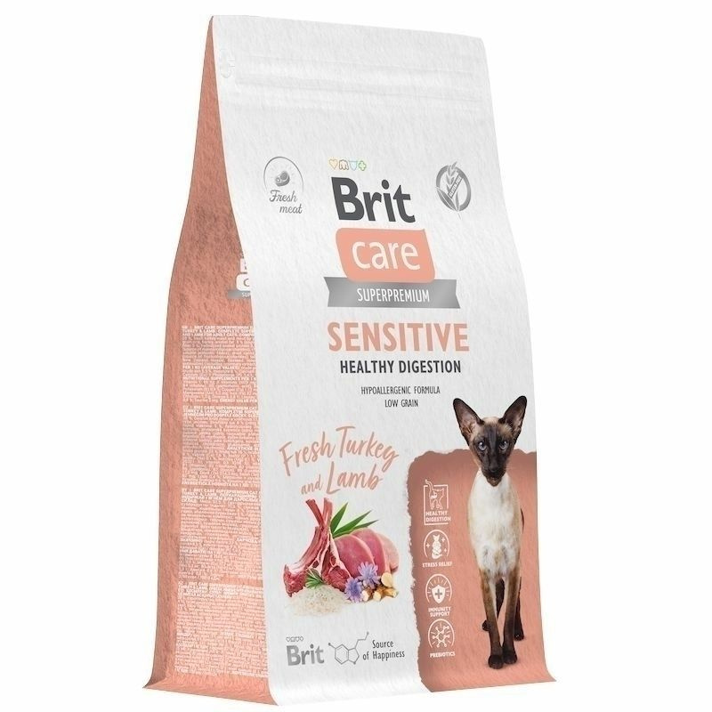 Brit: Care, Сухой корм с индейкой и ягнёнком, для взрослых кошек, Cat Sensitive Healthy Digestion, 1,5 #1