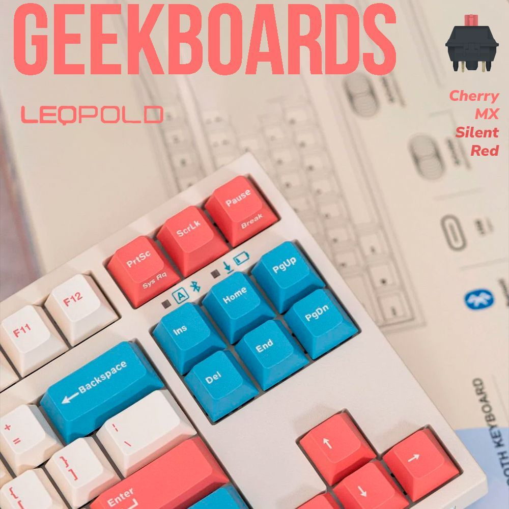 Беспроводная игровая механическая клавиатура Leopold FC750R BT CoralBlue переключатели Cherry MX Silent #1