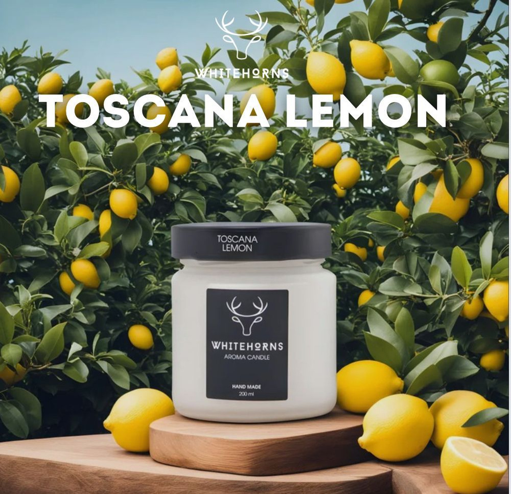 WHITEHORNS Свеча ароматическая "Тосканский лимон/Toscana lemon", 8 см х 7 см, 1 шт  #1