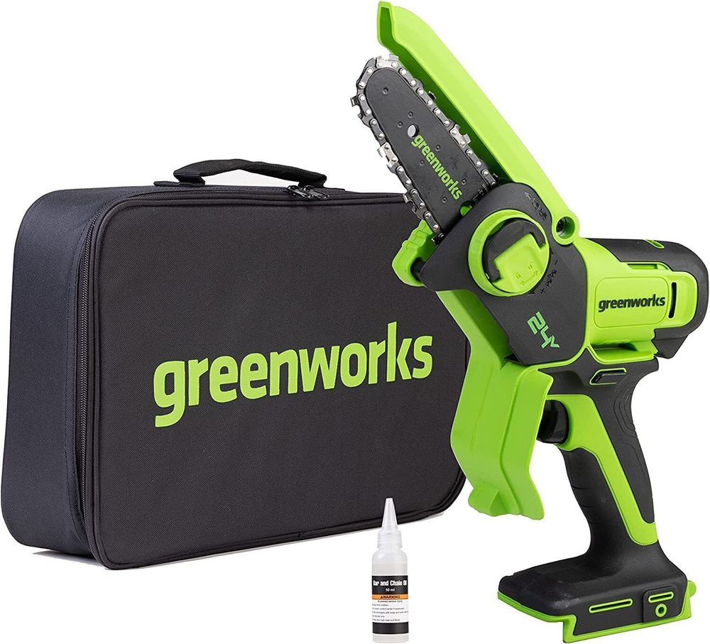 Greenworks Цепная мини пила аккумуляторная 15см GD24CSMNX 24В без АКБ и ЗУ (2008707)  #1