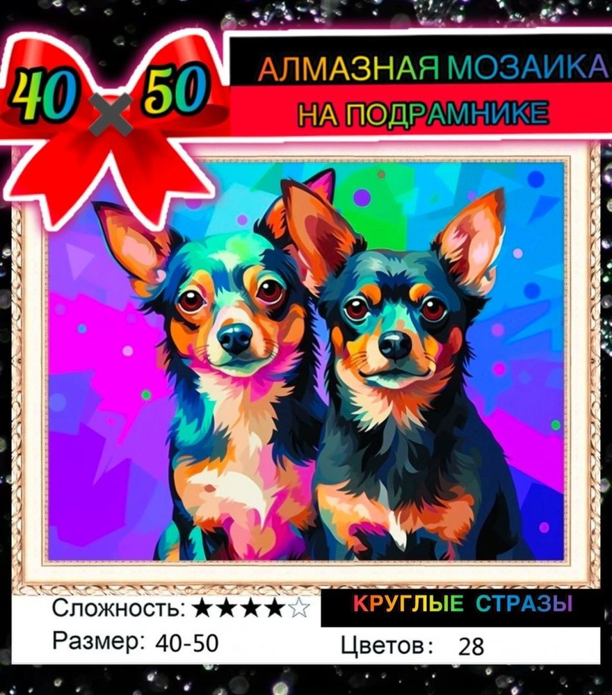 Алмазная мозаика 40*50 на подрамнике чихуахуа #1