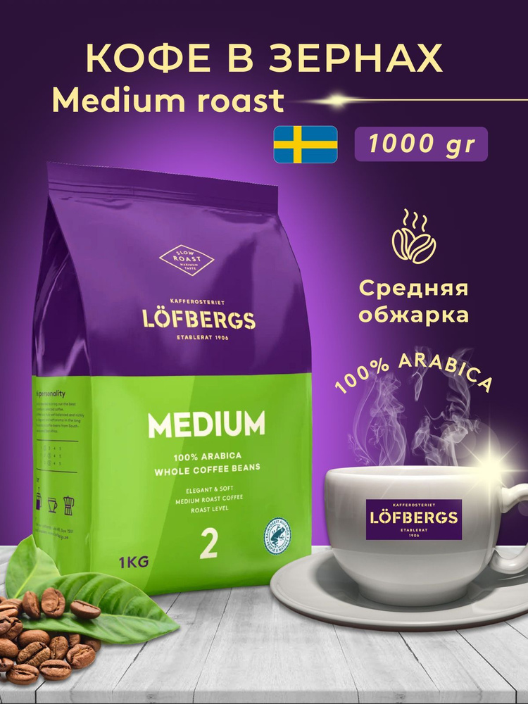 Кофе в зернах Lofbergs Medium Roast 1kg (1x4) #1