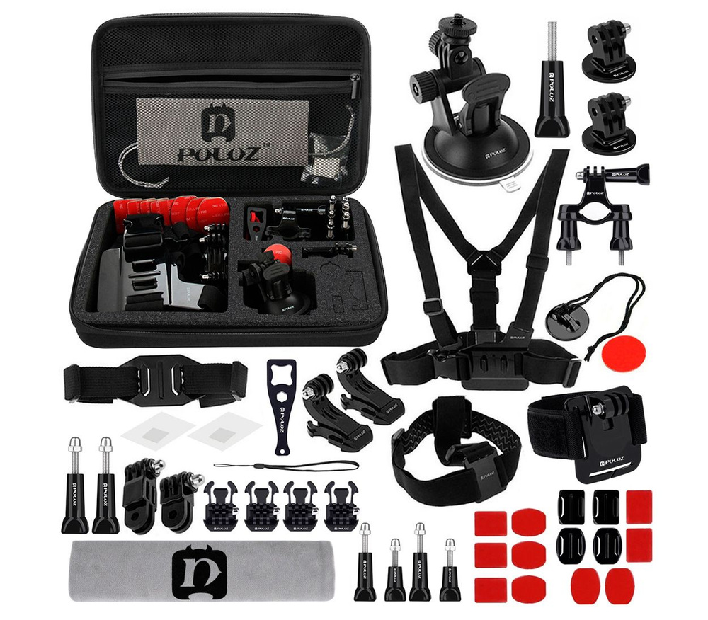 Комплект аксессуаров Puluz PKT10 Accessories Combo Kit 45 в 1 для экшн-камер, в кейсе  #1