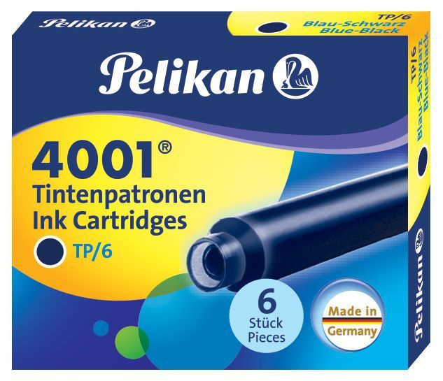 Картриджи для перьевых ручек Pelikan 4001 Blue-Black (Сине-чёрный) (в упаковке 6 картриджей). TP/6  #1