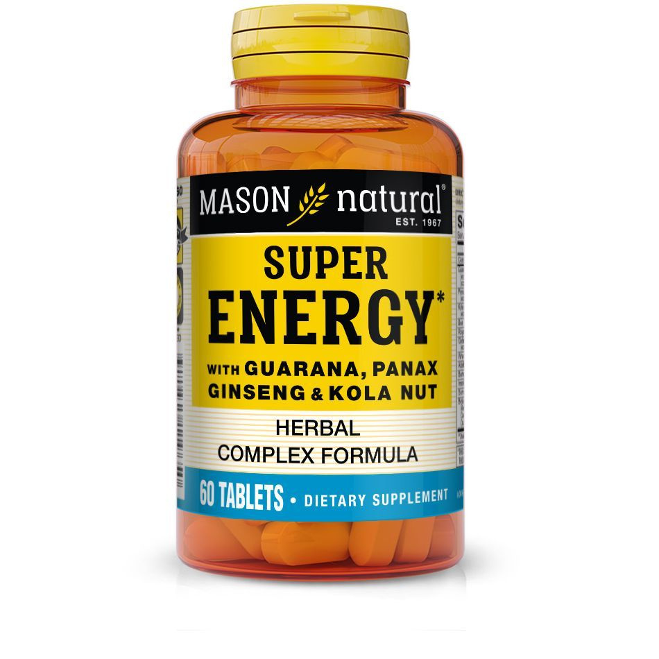 Super Energy with Guarana, Panax Ginseng & Kola Nut 60 таблеток MASON natural США / Супер энергия с гуараной, #1