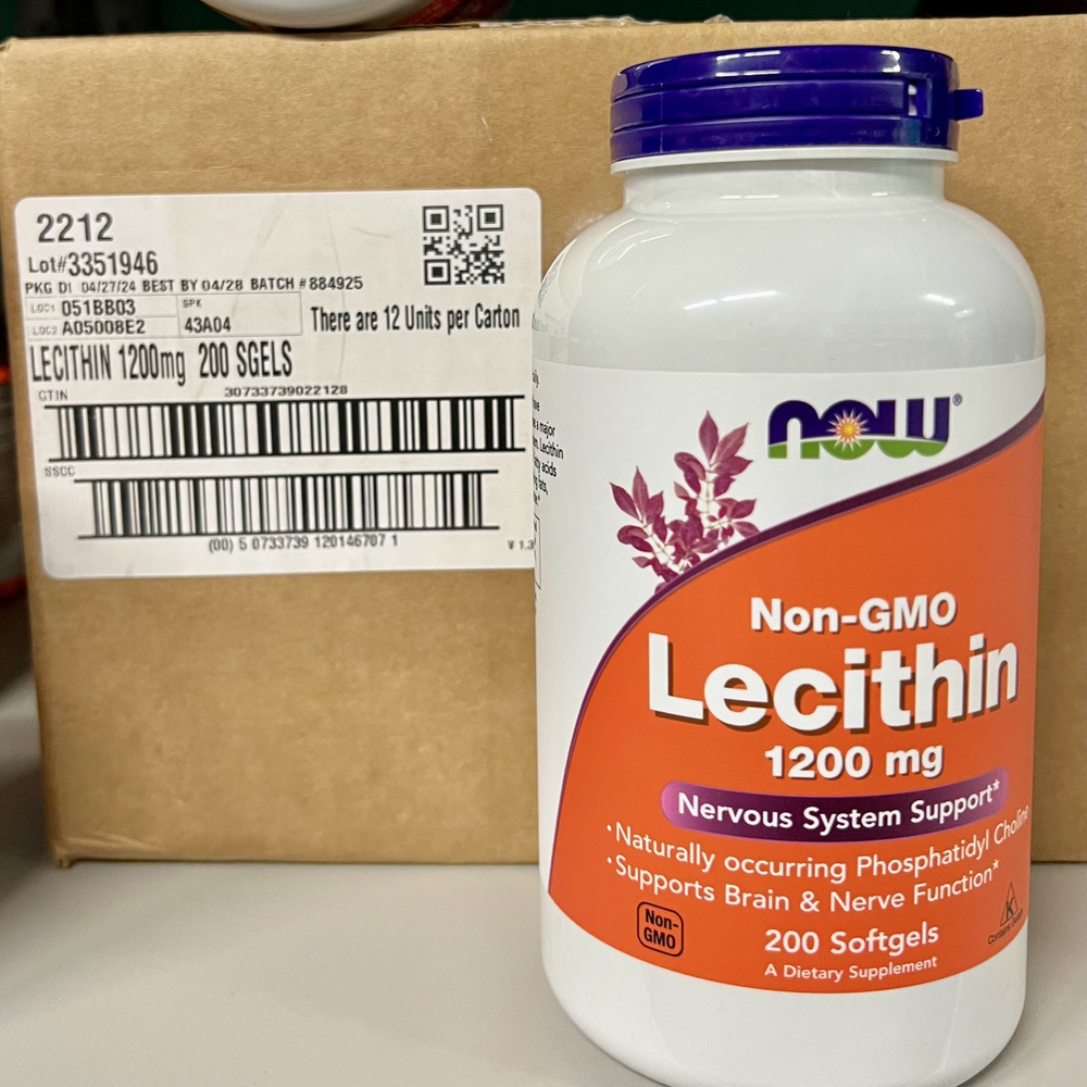 NOW Lecithin 1200 mg // Лецитин соевый 1200 мг, 200 гелевых капсул. Годен до 04/2028  #1