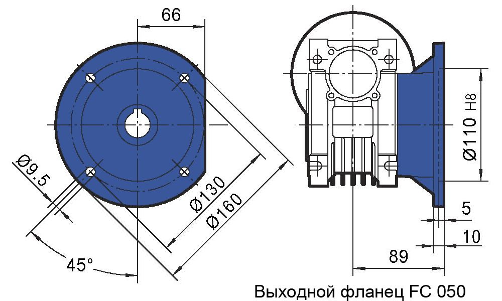 Фланец выходной FC редуктора NMRV 050