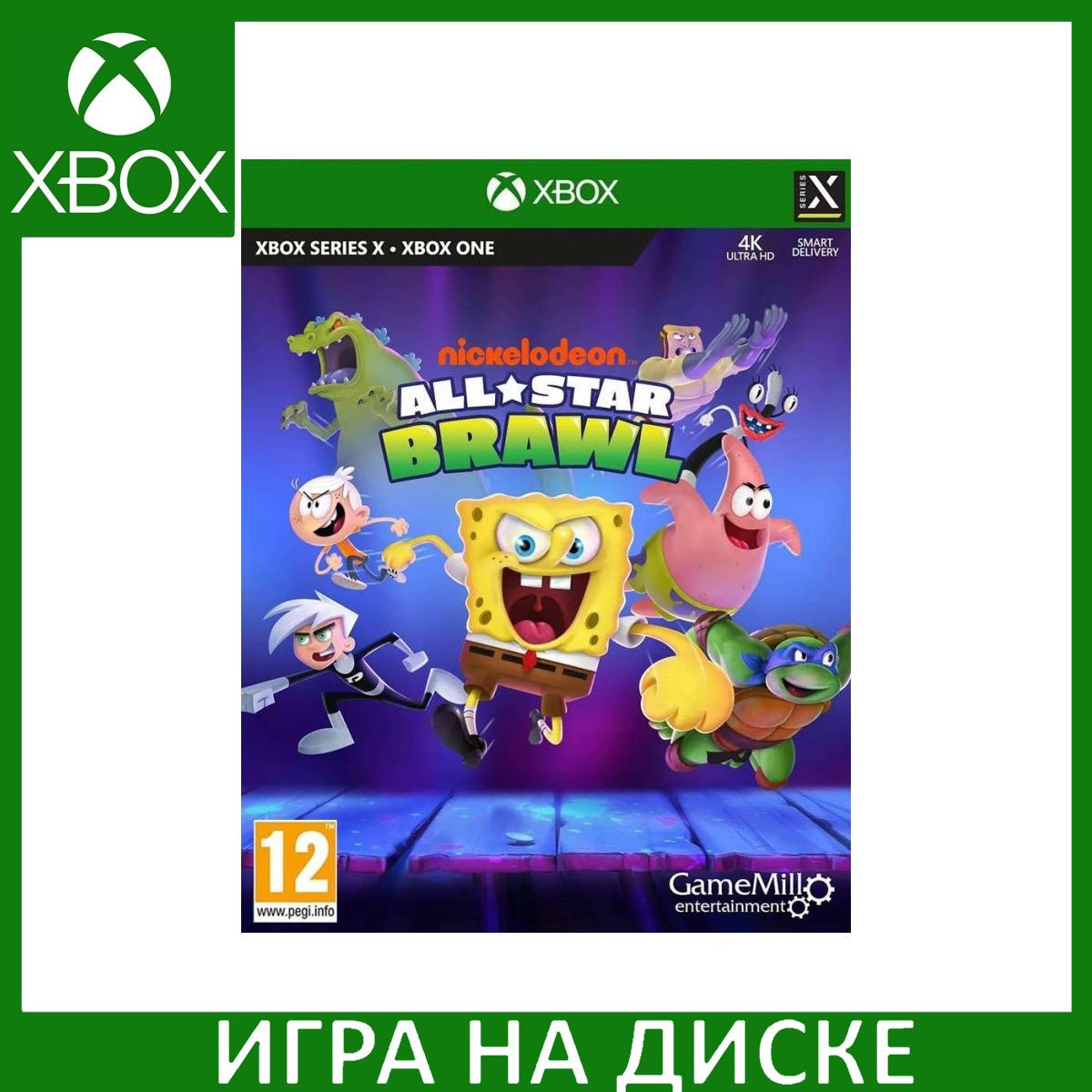 Диск с Игрой Nickelodeon All-Star Brawl (Xbox One/Series X). Новый лицензионный запечатанный диск.