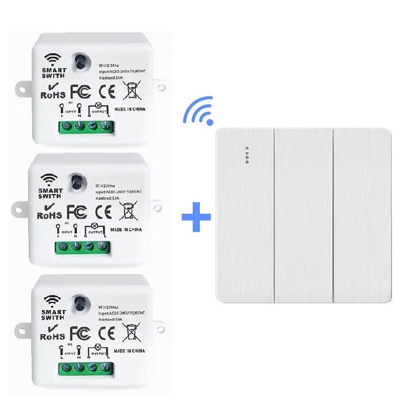 Беспроводнойвыключательсветатрехклавишныйдистанционныйстремяприемниками433МГц220В