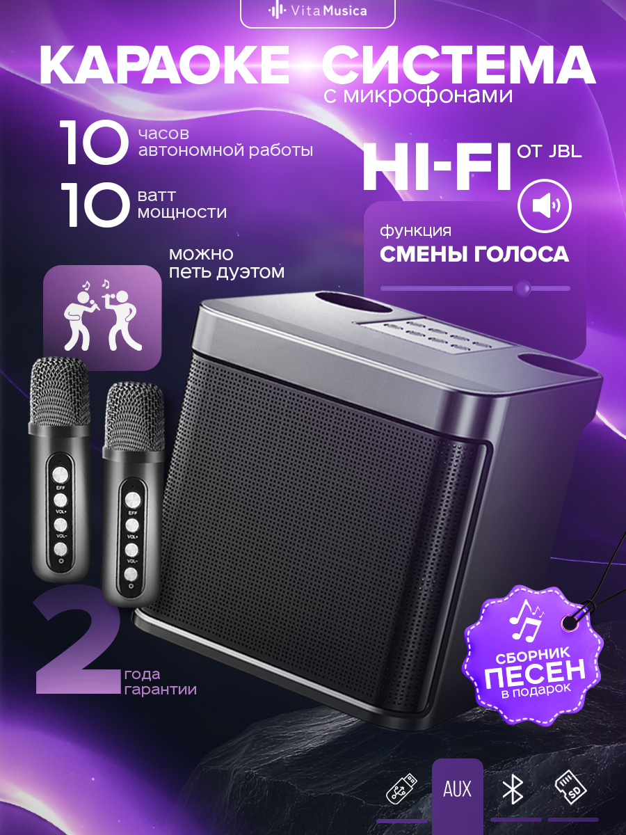 КараокесистемаVitaMusicaсдвумябеспроводнымимикрофонами