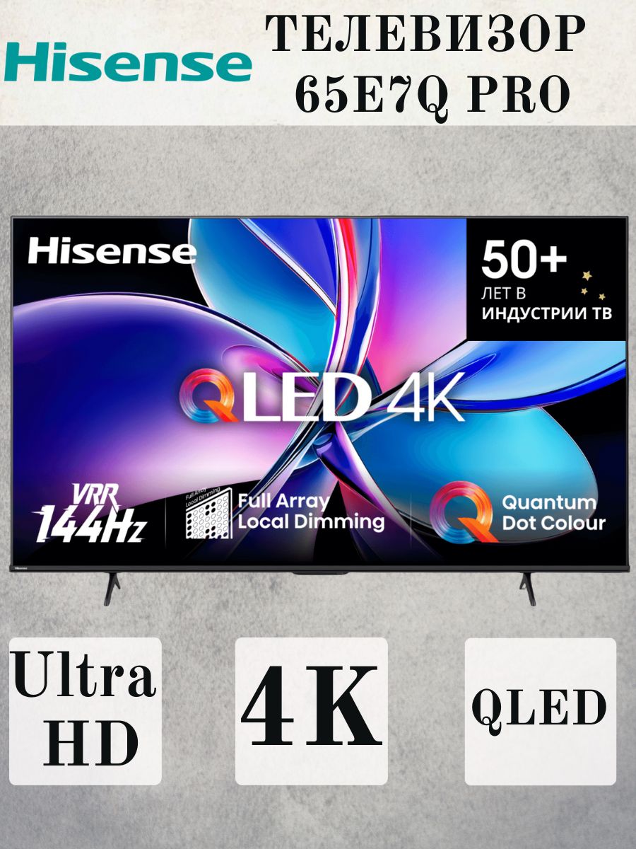 HisenseТелевизор65E7QPRO65"4KUHD,черный