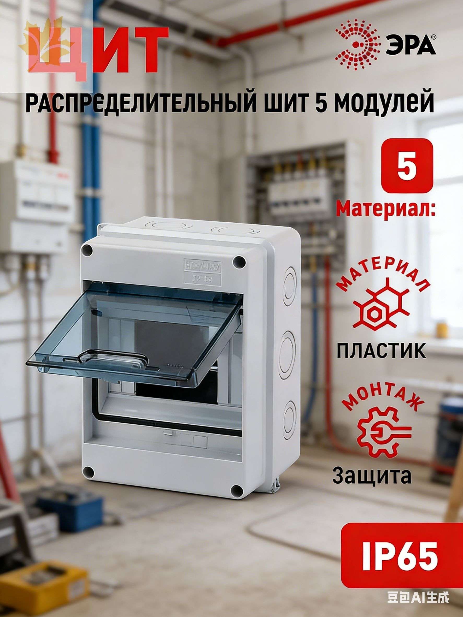 РаспределительныйщитIP655модулейпластиковыйводонепроницаемыйэлектрическийщитдлягаражанавеснойсветло-серый