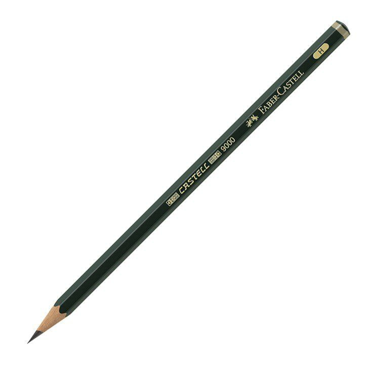 Карандаш Faber-Castell H (Т) 1 штука, "CASTELL-9000" заточенный, чернографитный  #1