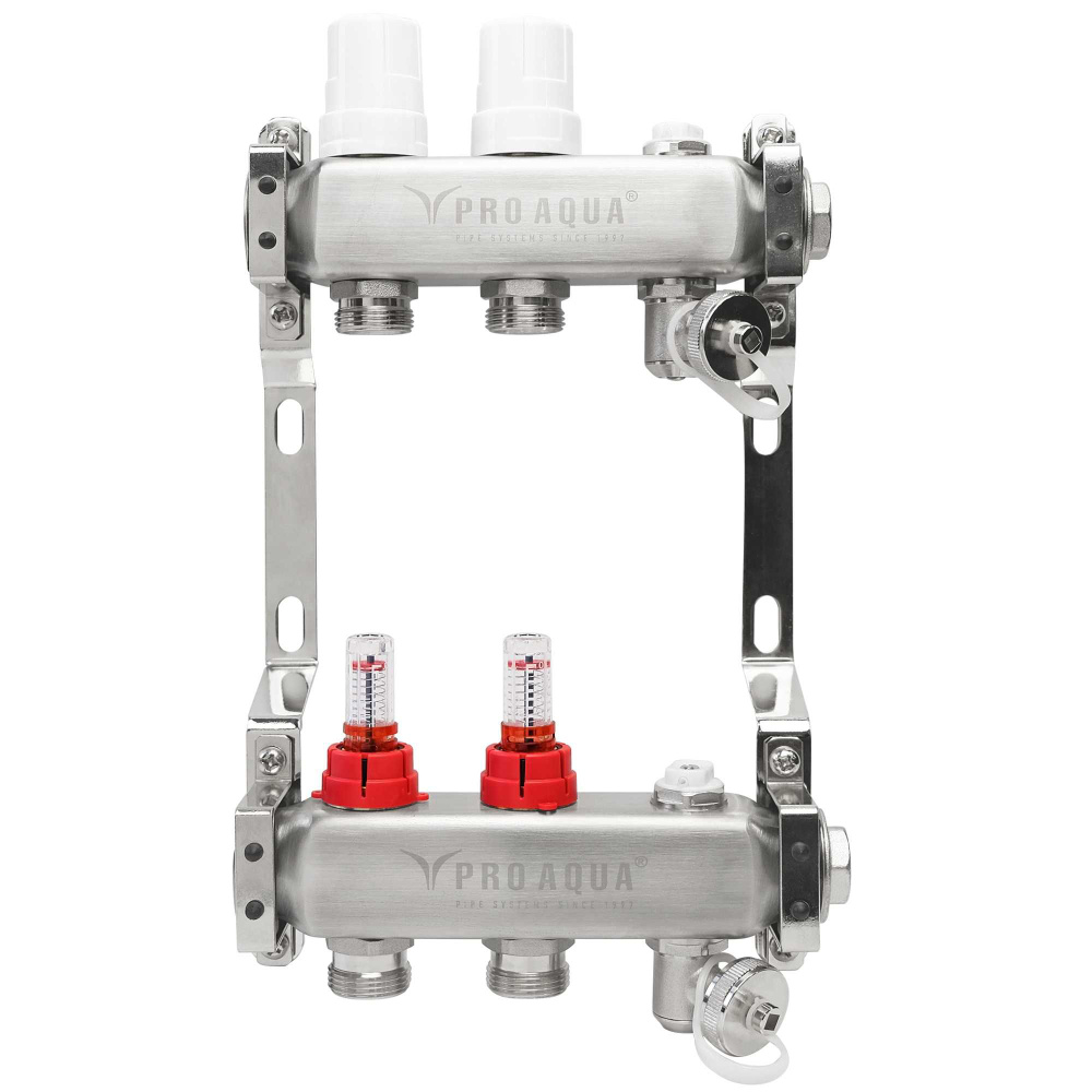Коллекторная группа ProAqua со встроенными расходомерами 1"х3/4 2 выходов  #1