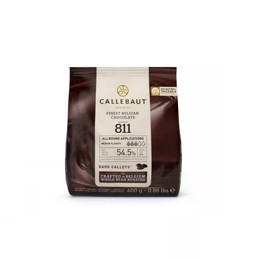 Темный шоколад Callebaut 54,5% какао, каллеты, 400 гр (заводская упаковка), 811-E0-D94  #1