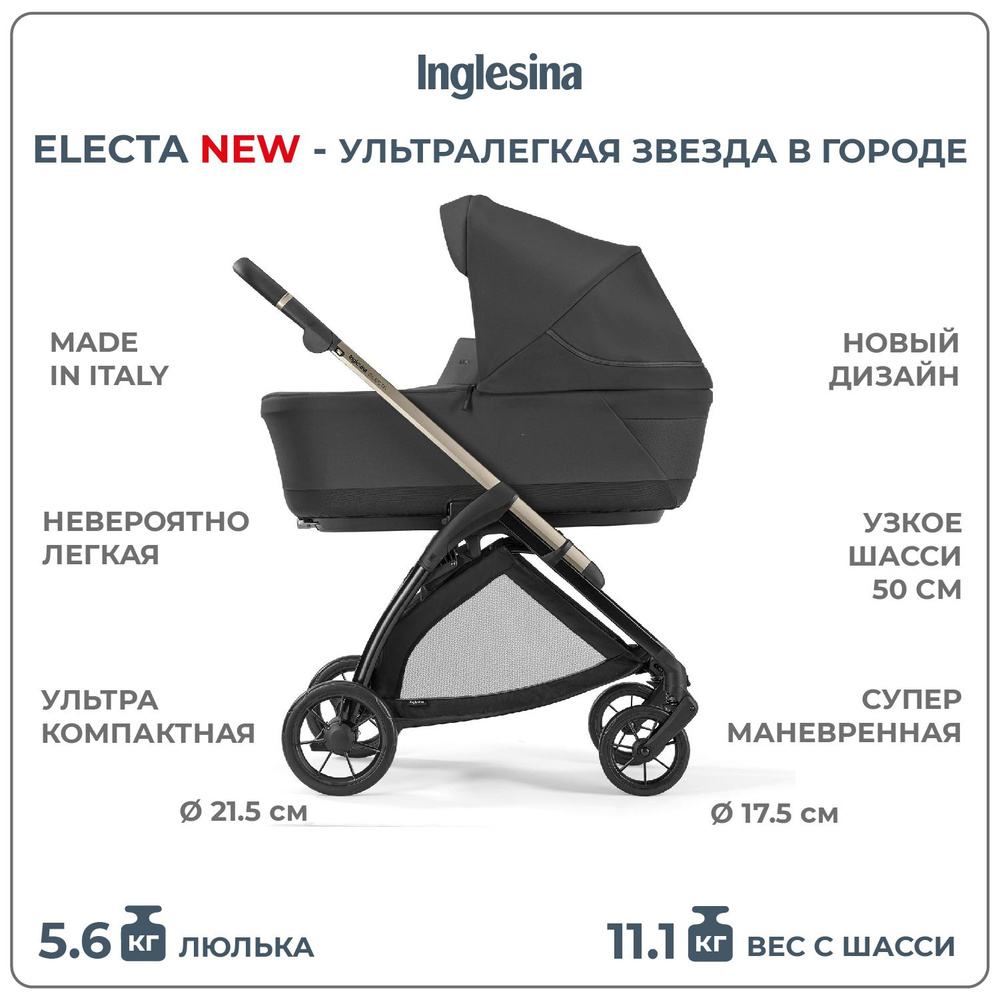 Коляска 2 в 1 Inglesina Electa с подставкой под люльку Stand Up, Upper Black  #1