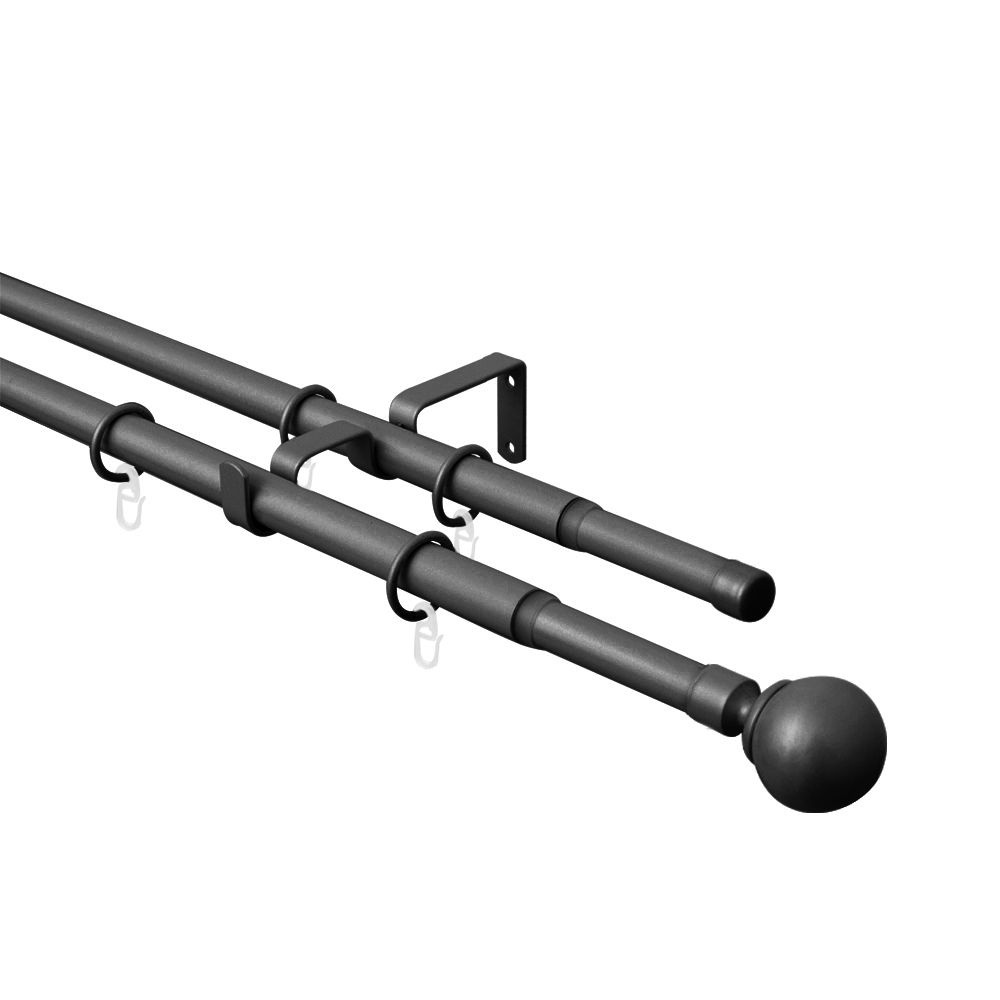 Карниз раздвижной Шар 2-рядный d16-19 мм черный 160-300 см #1