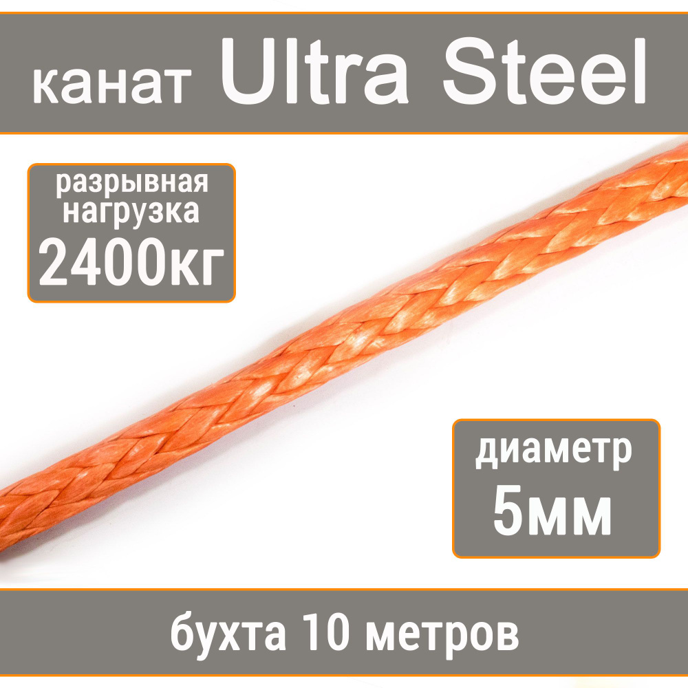 Высокопрочный синтетический канат UTX Ultra Steel 5мм р.н. не менее 2400кг из волокна UHMWPE, длина 10 #1