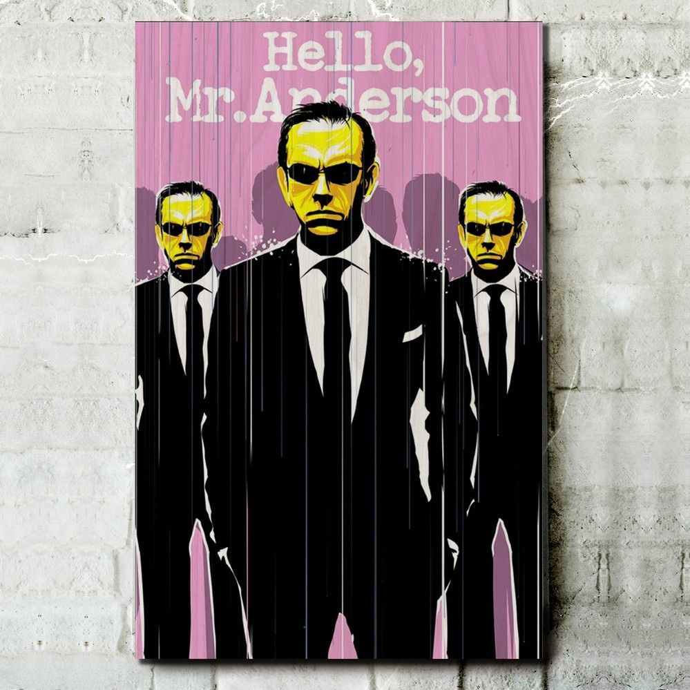 Картина интерьерная на дереве Hello, mr. Anderson (Агент Смит, Neo) - 14314 В  #1