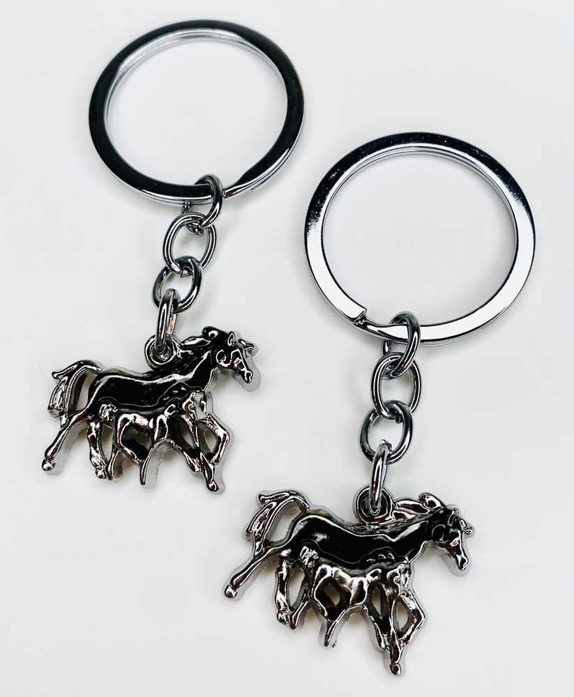 Брелок двойной для ключей для пары, для лучших друзей, брелки брелоки парные металлические, лошади , #1