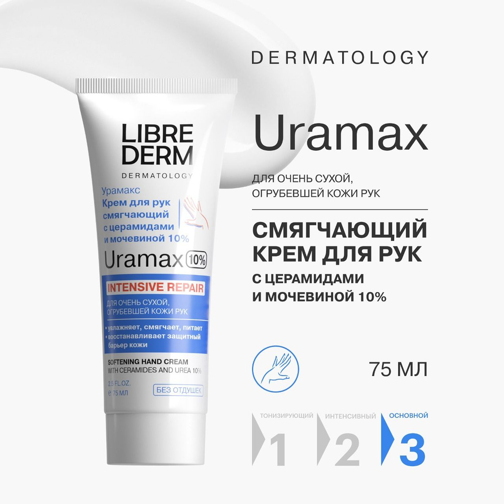 LIBREDERM URAMAX / Урамакс смягчающий крем для рук с церамидами и мочевиной 10% 75 мл  #1