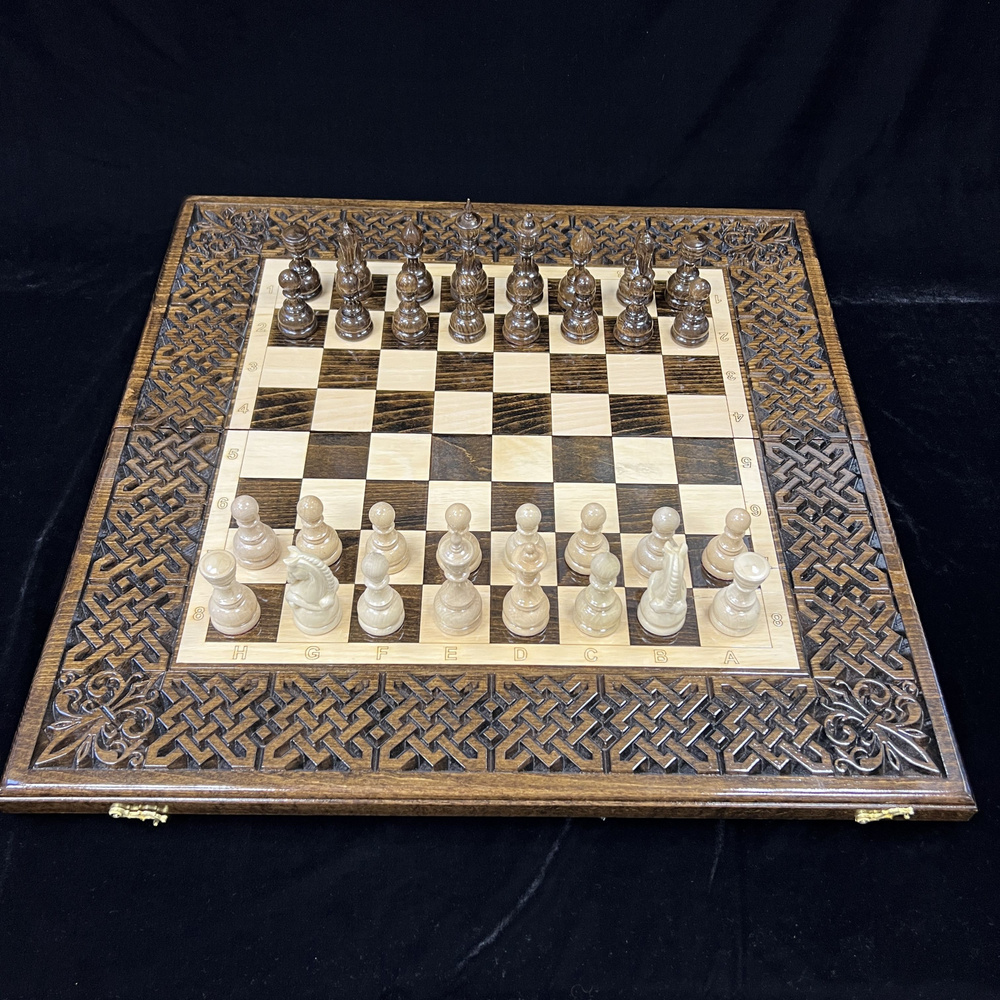 Шахматы Нарды Шашки 3в1 из бука 60 см ручная работа #1