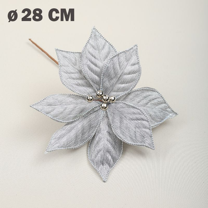 Цветок искусственный декоративный новогодний, d 28 см, цвет серый  #1