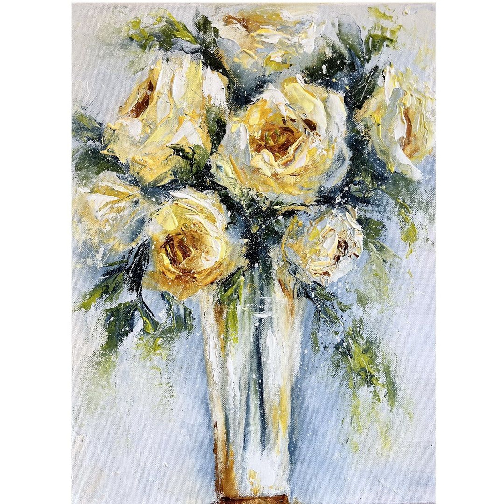Картина маслом "Букет роз" на холсте 40х30 см., авторская #1