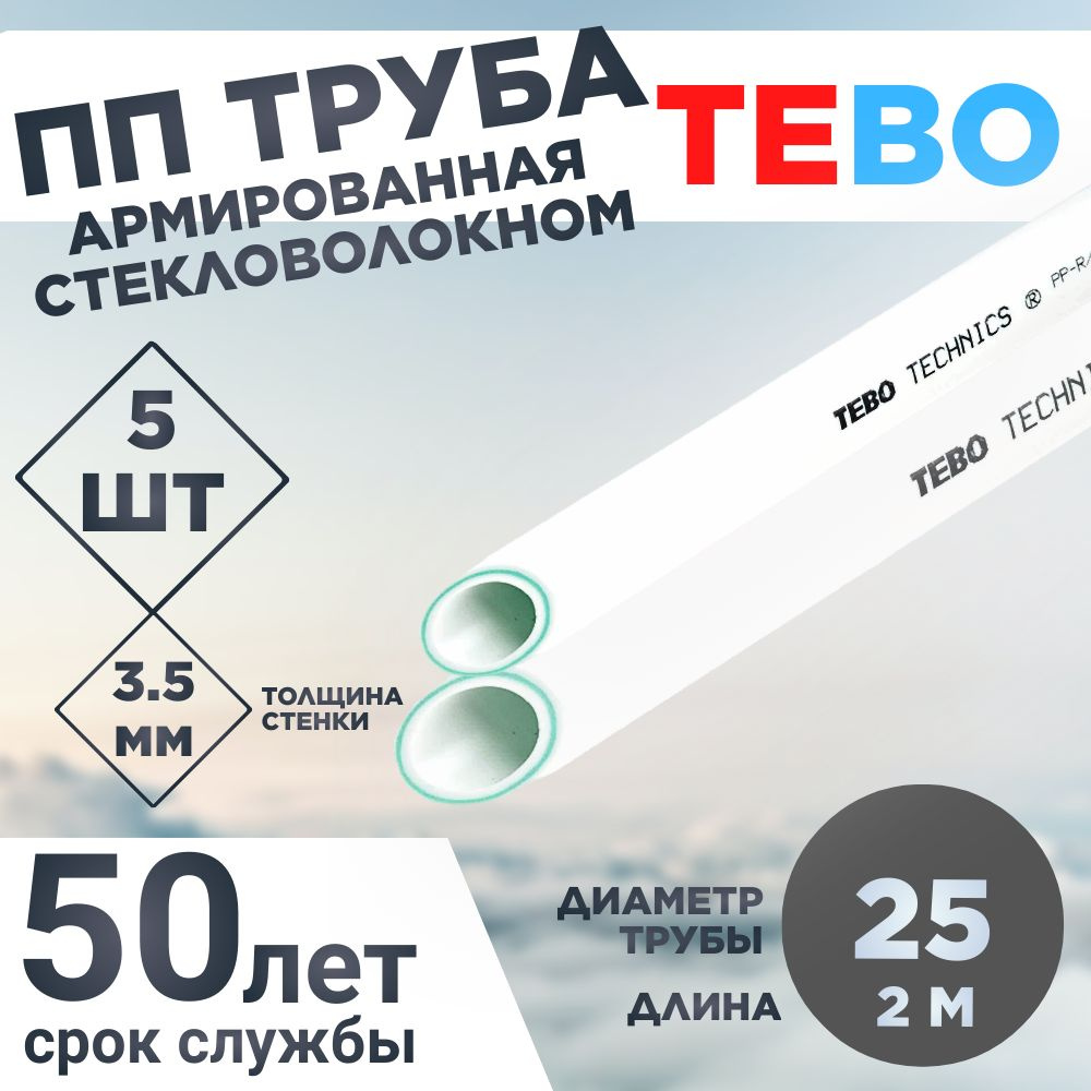 ПП Труба армированная стекловолокном 25Х3,5 SDR 7,4 L1.8М TEBO #1