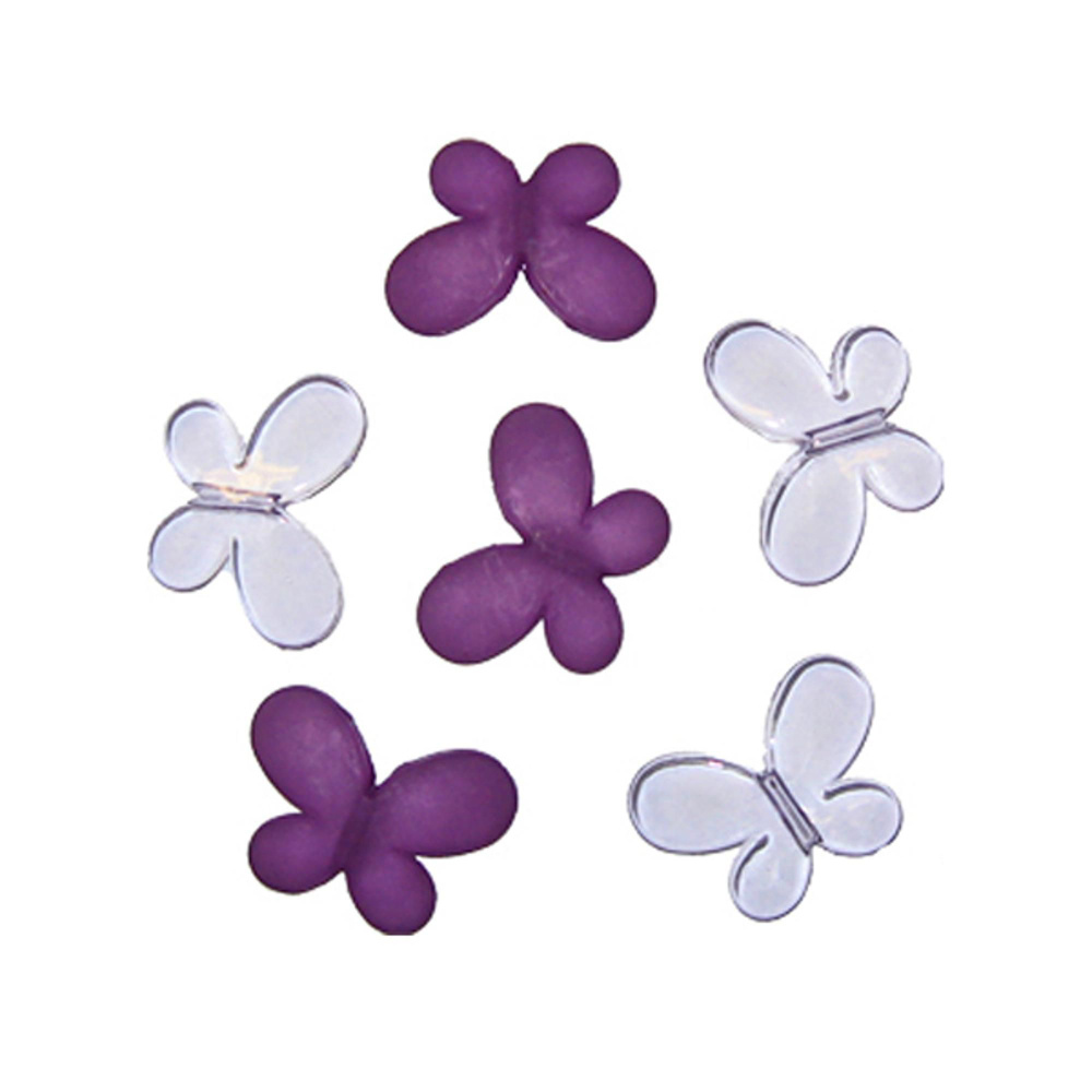 Декоративные бусины Мотылек фиолетовые ассорти 3см х 2,2см 10 шт  #1