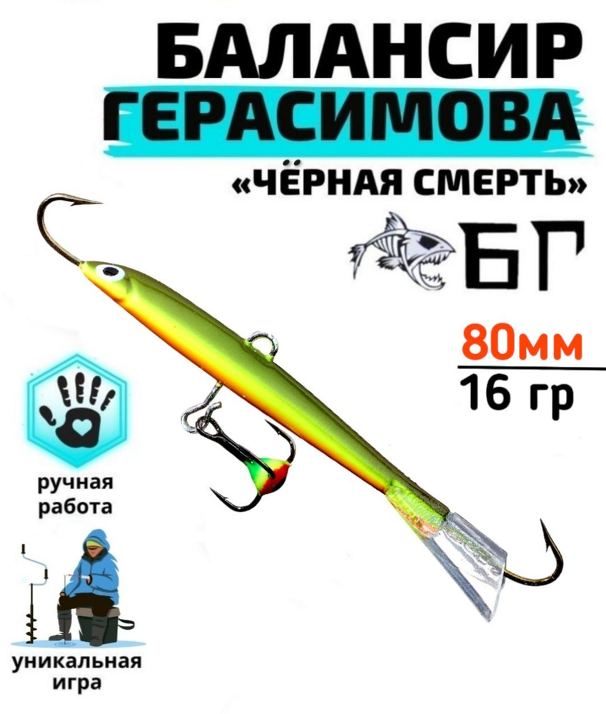 Балансир рыболовный Герасимова Чёрная смерть 80 мм/ Ручная работа  #1