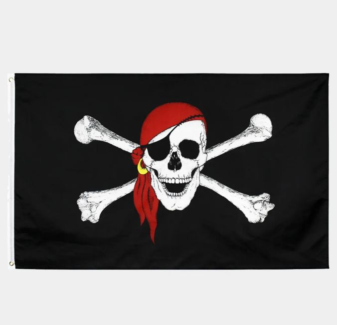 Флаг пиратский "Веселый роджер", 145х90 см #1