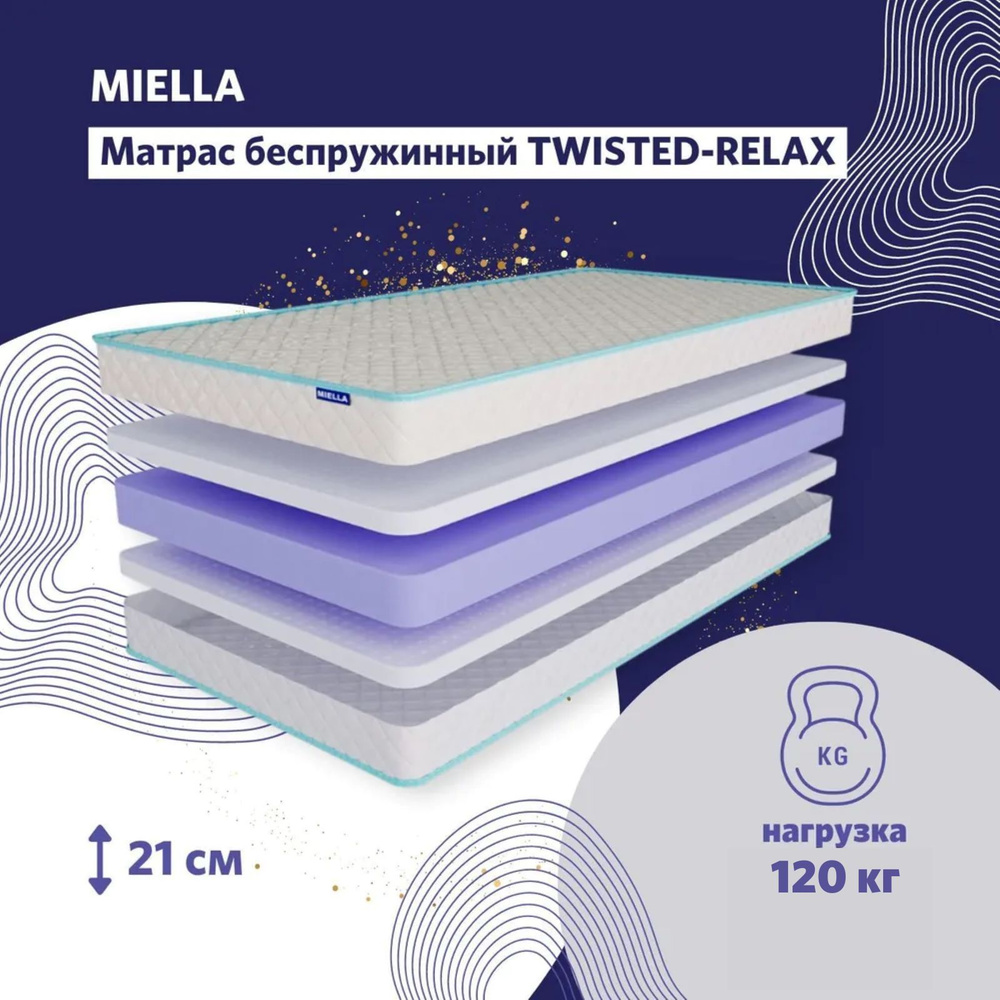 Матрас MIELLA Twisted-Relax, беспружинный,190х140 см. #1