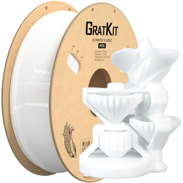 Petg пластик Gratkit для 3Д принтера 1.75мм 1kg белый #1