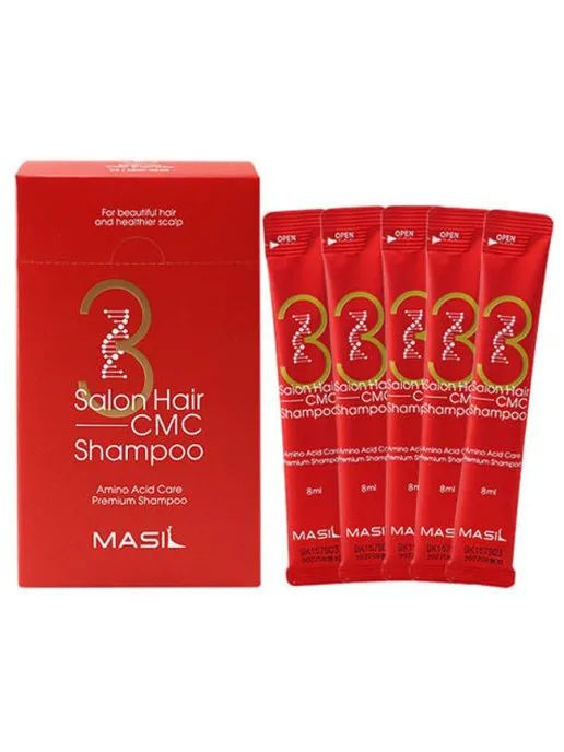 MASIL Восстанавливающий шампунь для волос с аминокислотами и керамидами в саше Masil 3 Salon Hair CMC #1