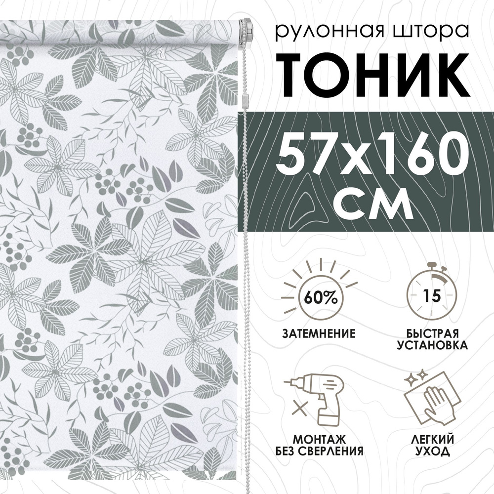 Рулонные шторы 57х160 см Тоник цвет серый #1