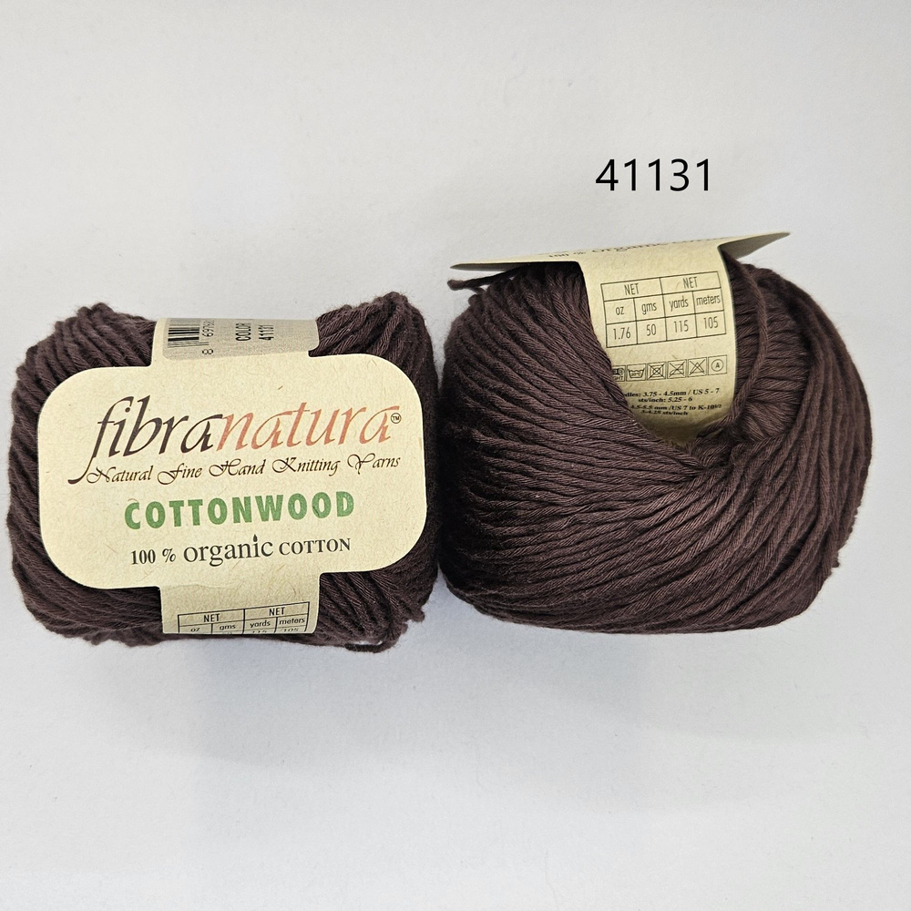 Пряжа Fibra Natura Cottonwood(Фибранатура Коттонвуд), цвет - 41131, Коричневый - 2 мотка  #1