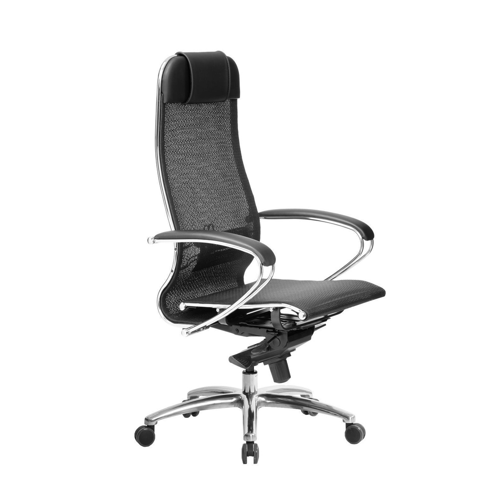 Метта Кресло руководителя Компьютерное кресло для руководителя SAMURAI S-1.04, армированная сетка, черный #1
