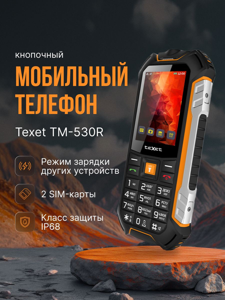 Texet Мобильный телефон Мобильный телефон teXet TM-530R, черный матовый, оранжевый  #1