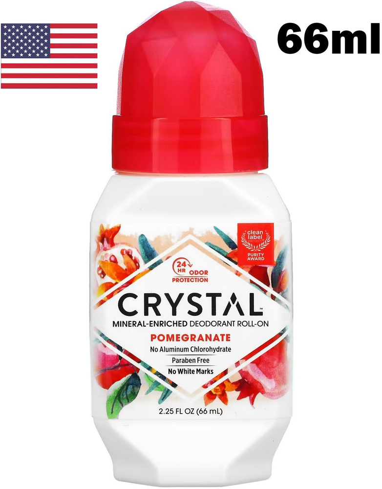 Crystal Body Deodorant, Натуральный шариковый дезодорант, Гранат, 66 мл  #1