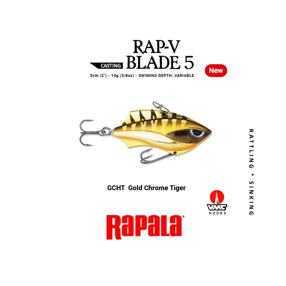 Воблер рыболовный RAPALA Rap-V Blade 05 цвет GCHT на щуку, на судака, на окуня 5см - 10гр для спиннинга #1