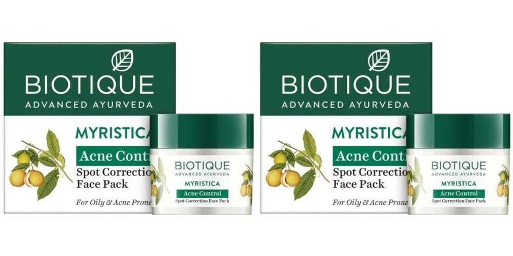 Biotique Маска для лица против акне с порошком мускатного ореха, 20 г, 2 шт  #1