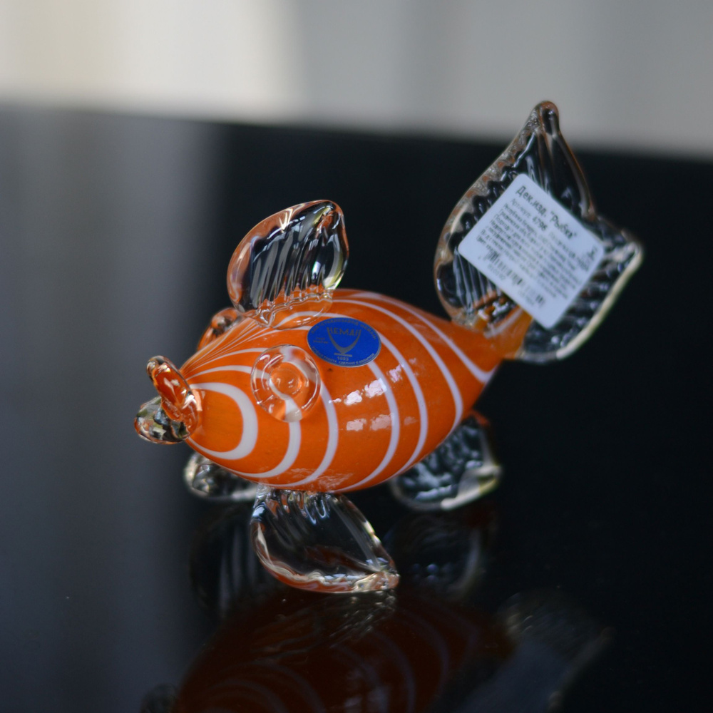 Декоративное изделие из стекла "Рыбка" красная (Цветная пудра 4796) Неман стеклозавод  #1
