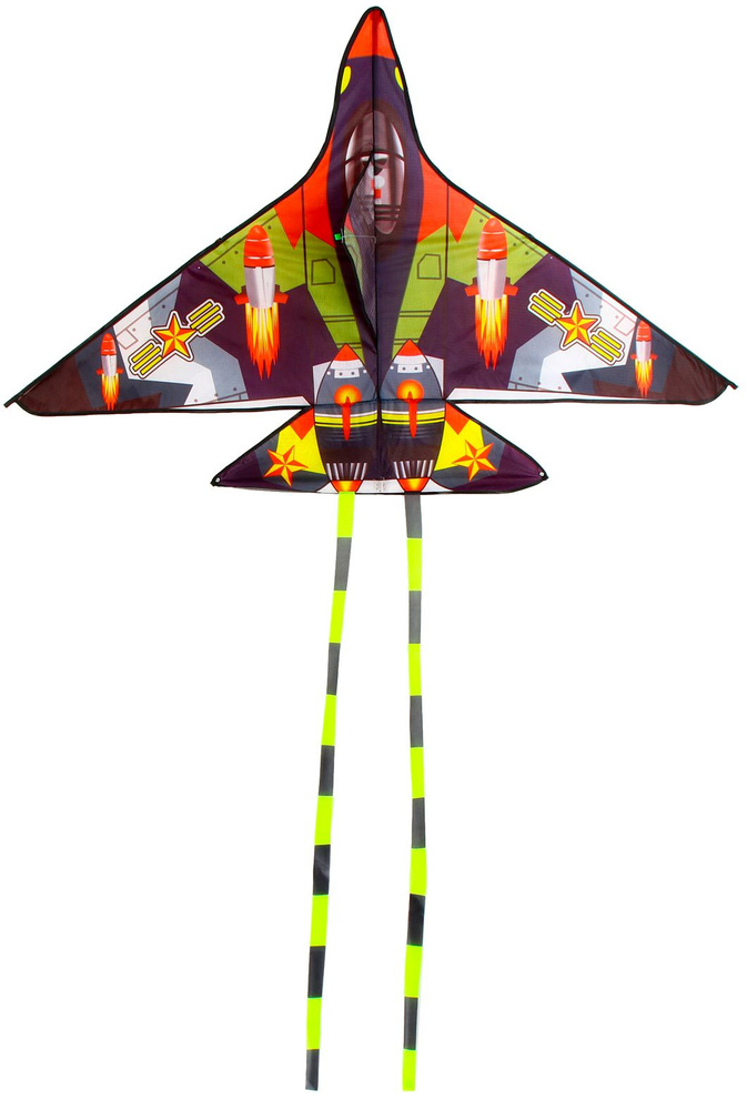 Детский воздушный змей "Истребитель" с леской, летающая игрушка для игр на свежем воздухе, цвета МИКС #1