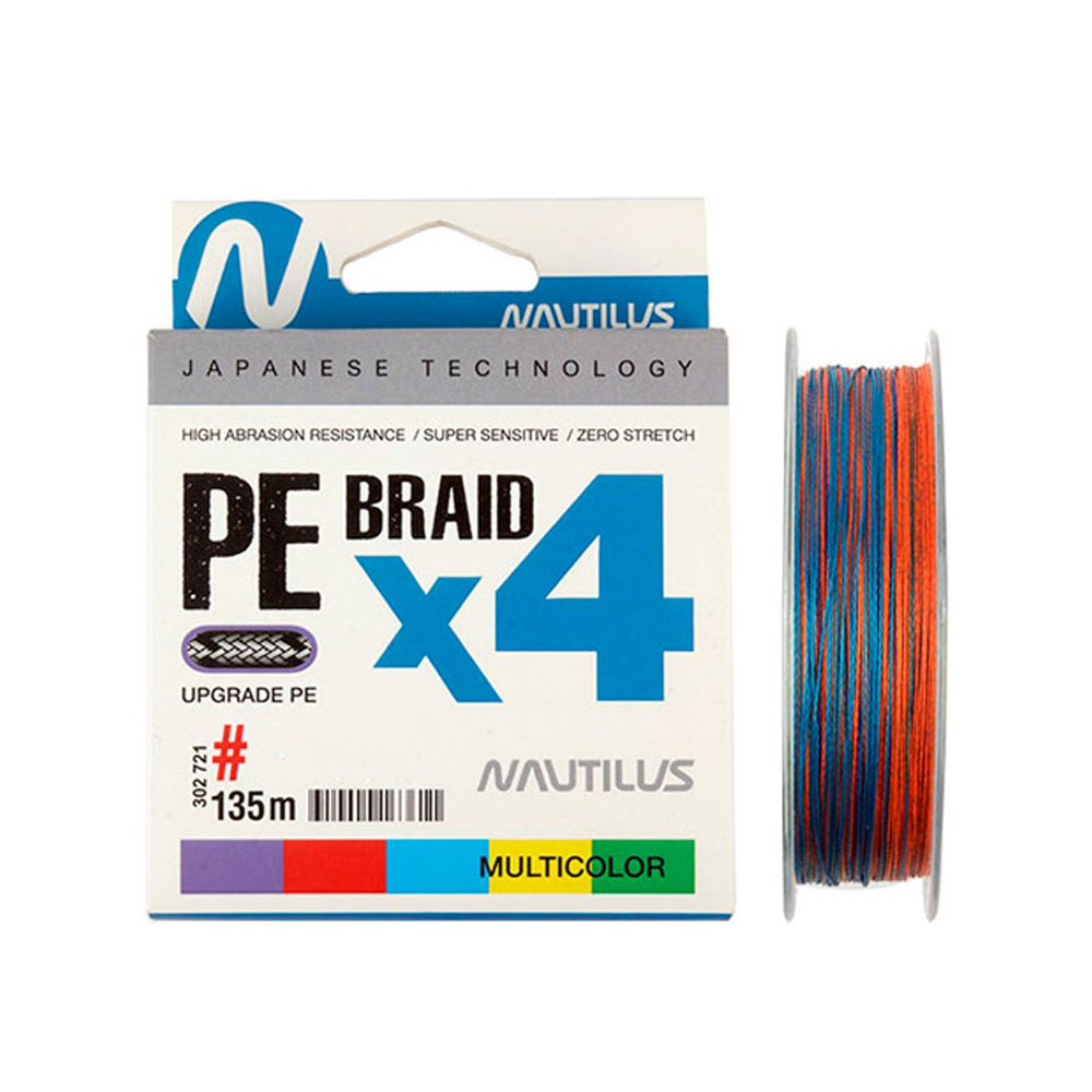 Шнур плетеный Nautilus Braid X4 Multicolour d-0.10, 5.4кг, 0.8PE, 135м #1