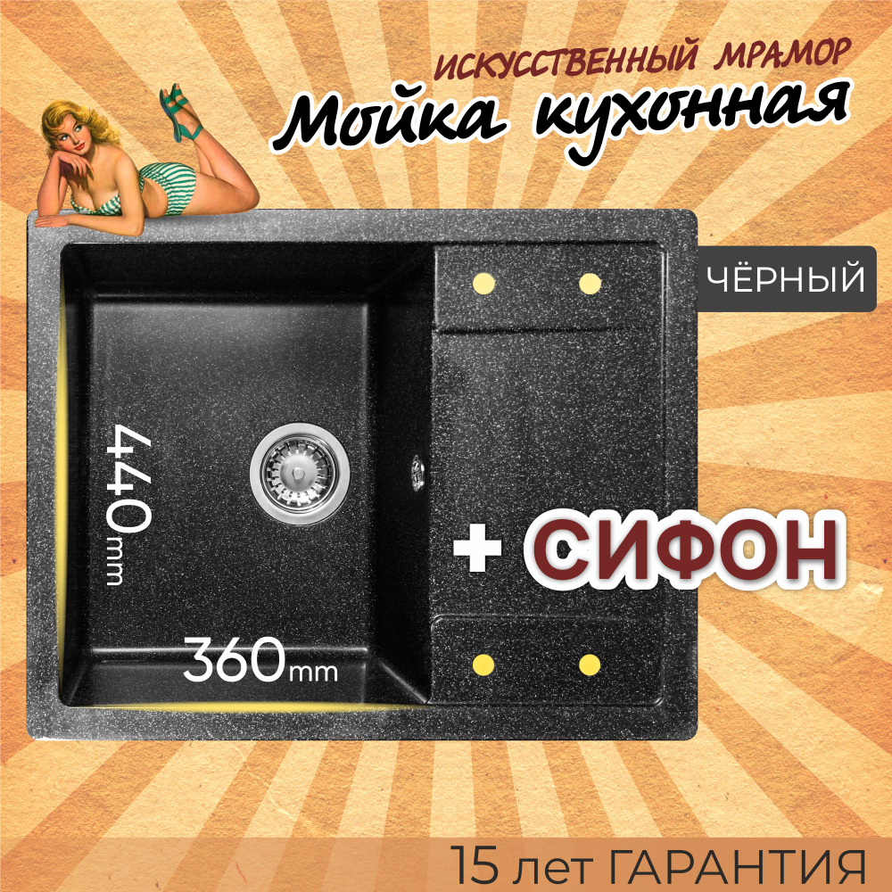 Кухонная мойка Dr.Gans Техно 650, черный #1