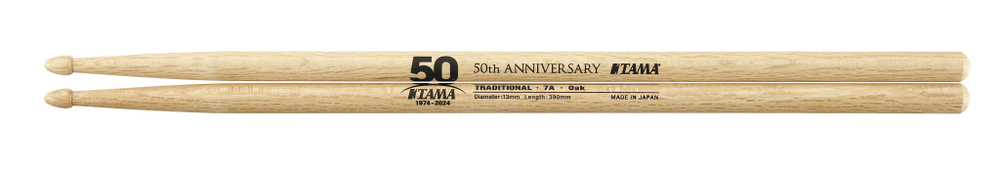 TAMA 7A-50TH 50TH LIMITED DRUMSTICKS, барабанные палочки из дуба с деревянным наконечником  #1