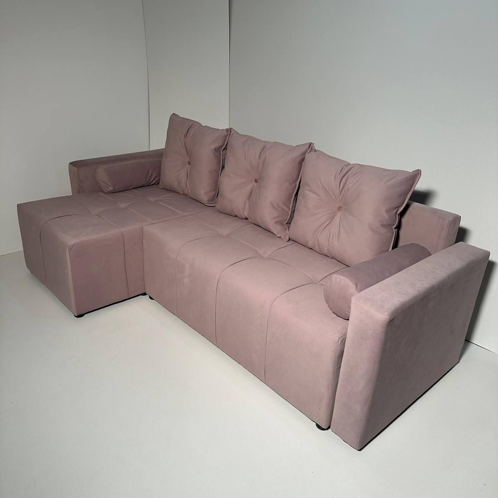 Диван-кровать АZЕТА №8, механизм Еврокнижка, Выкатной, 215х125х75 см,розовый, светло-розовый  #1
