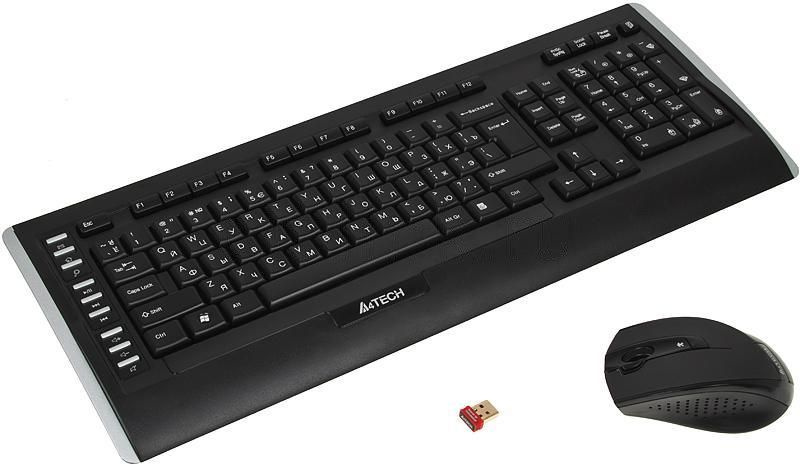 Клавиатура + мышь A4Tech 9300F, клав:черный, мышь:черный, USB беспроводная-Multimedia  #1