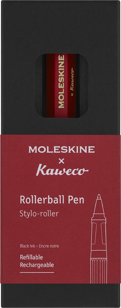 Ручка-роллер MOLESKINE KAWECO (KAWROLLERPENRED) КРАСНАЯ в подарочной коробке черные чернила  #1